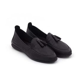 Step By Step 020-20013 Siyah Hakiki Deri Loafer Kadın Babet