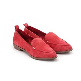 Step By Step 077-20128 Kırmızı Hakiki Deri Loafer Kadın Babet
