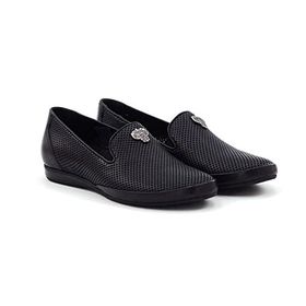 Step By Step Ravido Siyah Hakiki Deri Loafer Kadın Babet