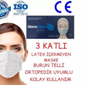 Steraplus 3 Katlı Telli 100 Adet Maske