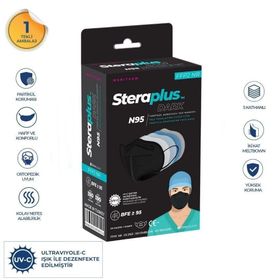Steraplus Siyah FFP2 5 Katmanlı Telli N95 10'lu Maske