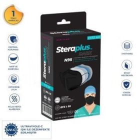 Steraplus Siyah FFP2 5 Katmanlı Telli N95 10'lu Maske