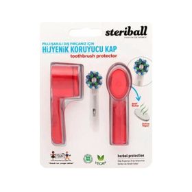 Steriball Pilli ve Şarjlı Diş Fırçası İçin Hijyenik Kırmızı ve Şeffaf Diş Fırçası Kabı
