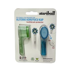 Steriball Pilli ve Şarjlı Diş Fırçası İçin Hijyenik Mavi ve Yeşil Diş Fırçası Kabı