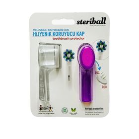 Steriball Pilli ve Şarjlı Diş Fırçası İçin Hijyenik Şeffaf ve Turkuaz Diş Fırçası Kabı