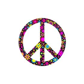 Sticker Fabrikası Çiçekli Peace Simge Logo 8x8 cm Duvar Stickerı