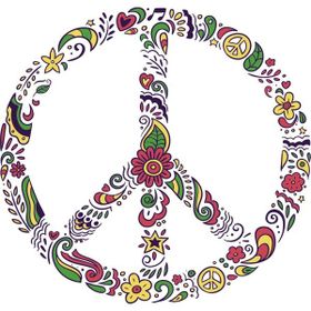 Sticker Fabrikası Çiçekli Peace Simge Logo 8x8 cm Duvar Stickerı