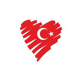 Sticker Fabrikası Kalp Şeklinde Türk Bayrağı Türk Bayrağı 14x14 cm Duvar Stickerı