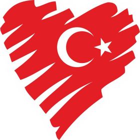 Sticker Fabrikası Kalp Şeklinde Türk Bayrağı Türk Bayrağı 14x14 cm Duvar Stickerı
