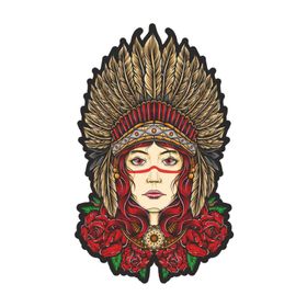 Sticker Fabrikası Kızılderili Kadın 10x6 cm Duvar Stickerı