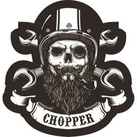 Sticker Fabrikası Kuru Kafa Kurukafa Choper Kasklı 12x11.5 cm Duvar Stickerı
