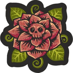 Sticker Fabrikası Kuru Kafa Kurukafa Gül 9x9 cm Duvar Stickerı