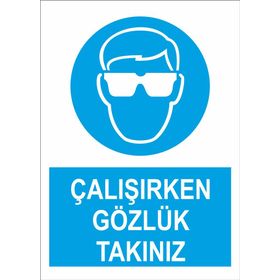 Sticker Masters Çalışırken Gözlük Takınız Uyarı Levhası Sticker