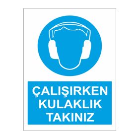 Sticker Masters Çalışırken Kulaklık Kullanın Uyarı Levhası Sticker