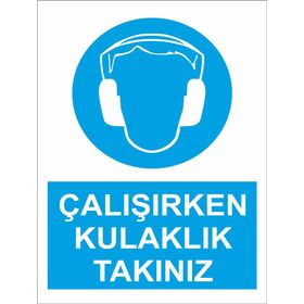 Sticker Masters Çalışırken Kulaklık Kullanın Uyarı Levhası Sticker