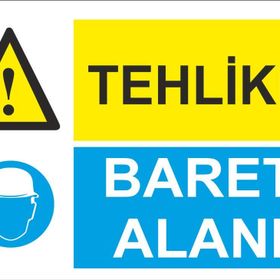 Sticker Masters Tehlike Baret Alanı Uyarı Levhası Sticker