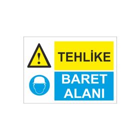 Sticker Masters Tehlike Baret Alanı Uyarı Levhası Sticker