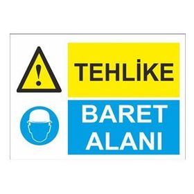 Sticker Masters Tehlike Baret Alanı Uyarı Levhası Sticker