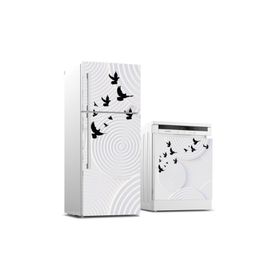 StickerArt 3D Ağaç Kuşlar Buzdolabı ve Bulaşık Makinası Beyaz Eşya Sticker Kaplama