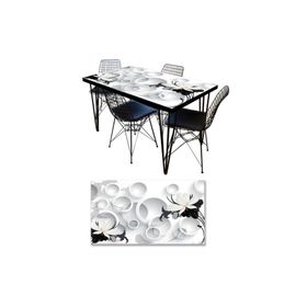 StickerArt 3D Çiçek Beyaz Yuvarlak Masa Kaplama Folyosu