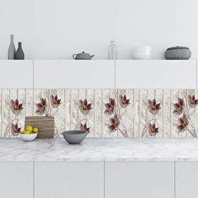 StickerArt 3D Çiçekler Arkaplan 60x100 cm Mutfak Tezgah Arası Folyo