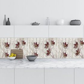 StickerArt 3D Çiçekler Arkaplan 60x500 cm Mutfak Tezgah Arası Folyo