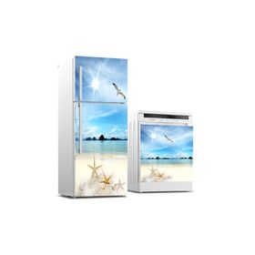StickerArt 3D Deniz Manzarası Buzdolabı ve Bulaşık Makinası Beyaz Eşya Sticker Kaplama