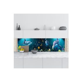 StickerArt 3D Sualtı Balıklar 60x100 cm Mutfak Tezgah Arası Folyo