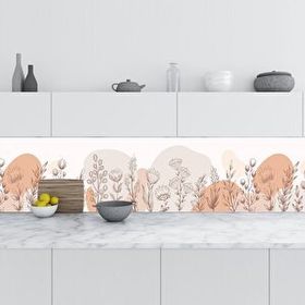 StickerArt Botanik Çiçek 60x400 cm Mutfak Tezgah Arası Folyo Fayans Kaplama Folyosu