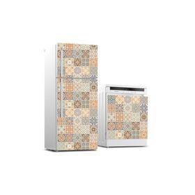 StickerArt Buzdolabı ve Bulaşık Makinası Beyaz Eşya Kaplama Renkli Fayans Desen Sticker