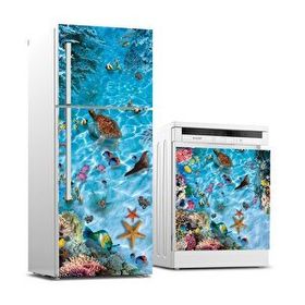 StickerArt Buzdolabı ve Bulaşık Makinası Beyaz Eşya Kaplama Sualtı Dünyası Sticker