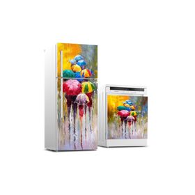 StickerArt Buzdolabı ve Bulaşık Makinası Beyaz Eşya Sticker Kaplama Yağmurlu Gün Sticker