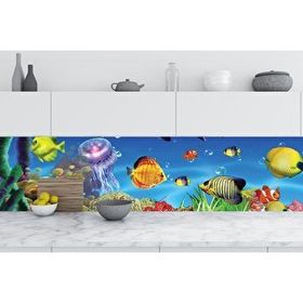 StickerArt Denizaltı Balıklar 60x100 cm Mutfak Tezgah Arası Folyo Fayans Kaplama Folyosu