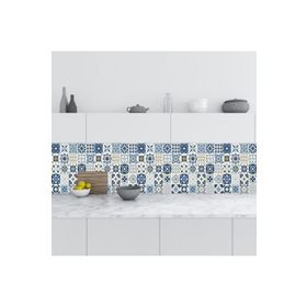 StickerArt Fayans Mavi Desen 60x400 cm Mutfak Tezgah Arası Folyo
