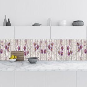 StickerArt Mor Papatya 60x100 cm Mutfak Tezgah Arası Fayans Kaplama Folyosu