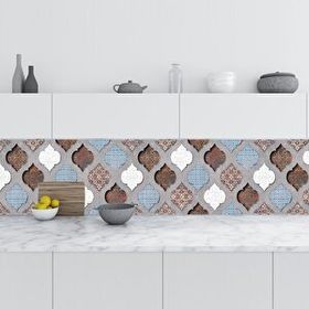 StickerArt Renkli Design Seramik 60x200 cm Mutfak Tezgah Arası Fayans Kaplama Folyosu