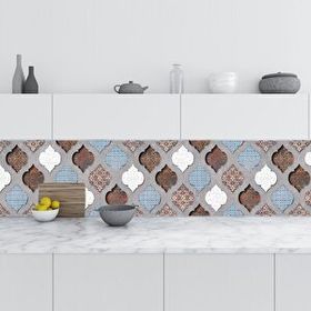 StickerArt Renkli Design Seramik 60x500 cm Mutfak Tezgah Arası Fayans Kaplama Folyosu