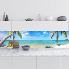 StickerArt Tropikal Plaj 60x400 cm Mutfak Tezgah Arası Folyo