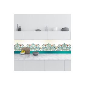 StickerArt Vintage Renkli Çiçek 60x100 cm Mutfak Tezgah Arası Fayans Kaplama Folyosu