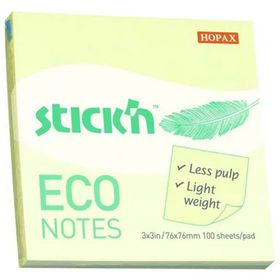 Stickn 21745 Eco Pastel Sarı 76x76 100 Yaprak Yapışkanlı Not Kağıdı