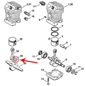 Stihl 1123-007-1005 - 021, 023, 025 Biyel Kol Bilyası