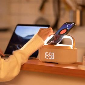 Stobom Keyif Taşınabilir Bluetooth Hoparlör Saat Wireless Şarj Cihazı