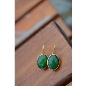 Stoneage Altın Kaplama Jade Doğal Taş Bayan Küpe
