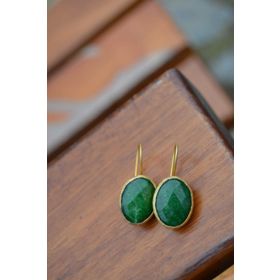 Stoneage Altın Kaplama Jade Doğal Taş Bayan Küpe