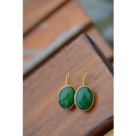 Stoneage Altın Kaplama Jade Doğal Taş Bayan Küpe