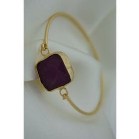 Stoneage Altın Kaplama Mor Jade Taşlı Bayan Bileklik Bilezik