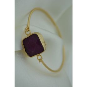 Stoneage Altın Kaplama Mor Jade Taşlı Bayan Bileklik Bilezik