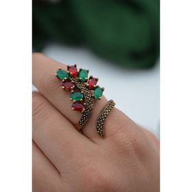Stoneage Bayan Ayarlanabilir Yakut ve Zümrüt Taşlı Yüzük
