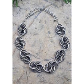 Stoneage Bayan Kolye Yapraklı Bohem Vintage Hint Gümüşü Gerdanlık