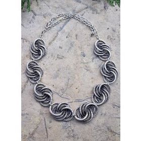 Stoneage Bayan Kolye Yapraklı Bohem Vintage Hint Gümüşü Gerdanlık